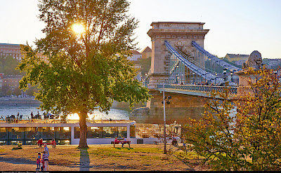 Chain Bridge over River Danube in Budapest, Hungary. Photo via Flickr:Moyan Brenn