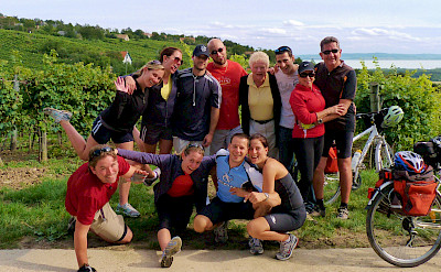 Group photo on the Lake Balaton Bike Tour in Hungary.