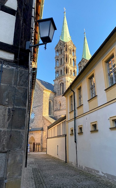 View of the cathedral from the streets, Bamberg, Germany. Unsplash@Bernd M Schell