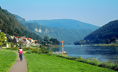 Bike path along the river in Bad Schandau, Germany. Flickr:Klaus