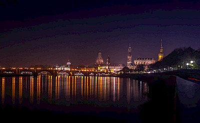 Elbe River at night looking towards Dresden, Germany. Flickr:Philipp Zieger