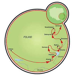 Krakow and Southeast Poland Map