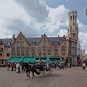 Bruges to Amsterdam Bike Tour - Famous square with Belfort Tower in Bruges, West Flanders, Belgium. ©Hollandfotograaf 51.208160, 3.224645