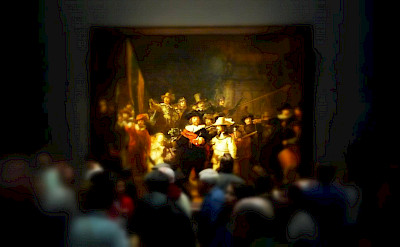 Famous <i>Night Watch</i> painting at the Rijksmuseum in Amsterdam, North Holland, the Netherlands. Flickr:Neil Thompson