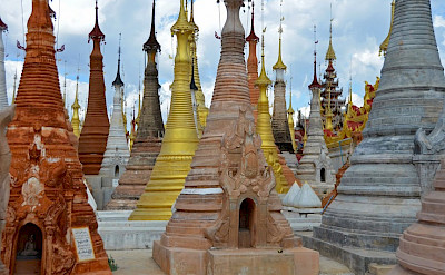 Nampan pagodas near the south end of Inle Lake, Myanmar. Photo by Tim Manning