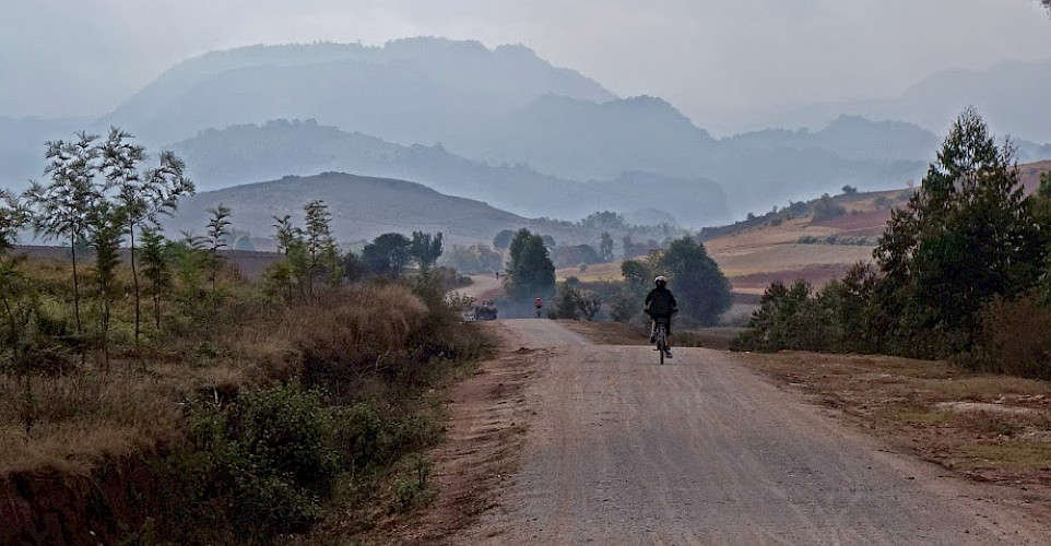 Riding into the mountains in Burma (officially the Republic of the Union of Myanmar). Photo by Tim Manning