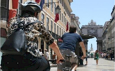 Biking through Lisbon, Portugal.