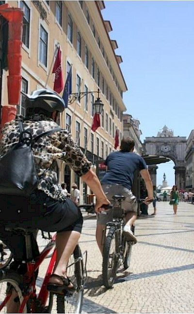 Biking through Lisbon, Portugal.