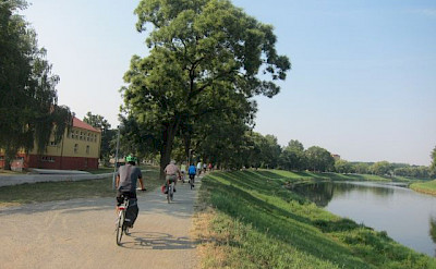 Biking along the river in Moravia.