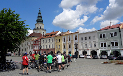 Bike stop in Mikulov's main square, the South Moravian Region in the Czech Republic.