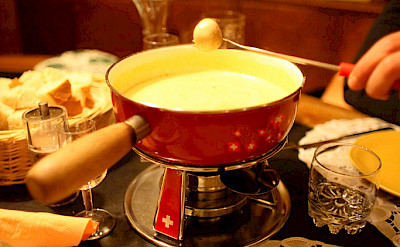 Cheese fondue, a favorite in Switzerland! Flickr:Ashley Deason