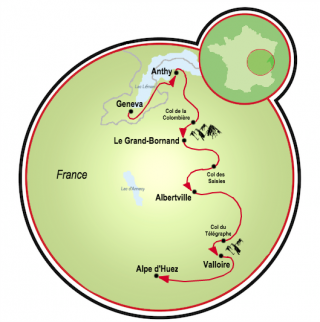 Geneva to Alpe d’Huez Map