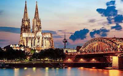 Hohenzollern Bridge & Cathedral in Cologne over the Rhine River in Germany. Flickr:Jiuguang Wang
