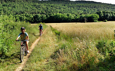 Mountain biking with the kids near Girona, Spain. ©TO