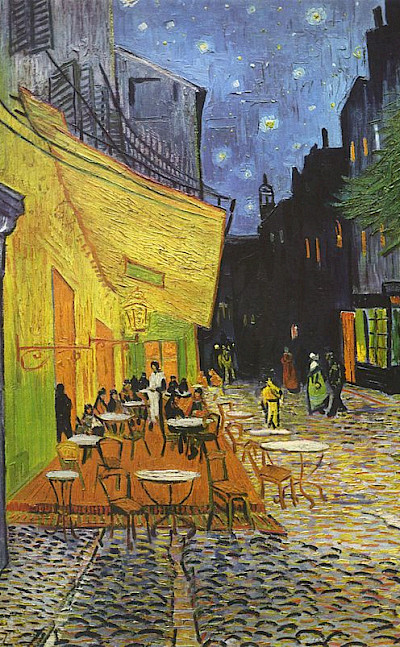 Café Terrace at Night by Vincent Van Gogh is housed in the Kröller-Müller Museum in Otterlo, Netherlands.