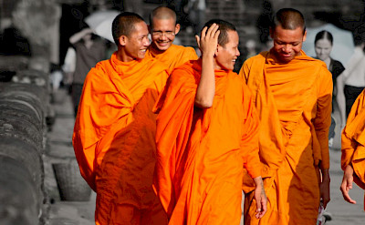 Lively monks at Angkor Wat in Siem Reap, Cambodia. Flickr:Mark Rowland