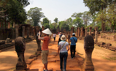 Sightseeing the ruins at Banteay Srei, Cambodia. Flickr:hslo 