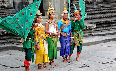 Cambodian girls at Siem Reap dressed for ceremony. Flickr:Dennis Jarvis