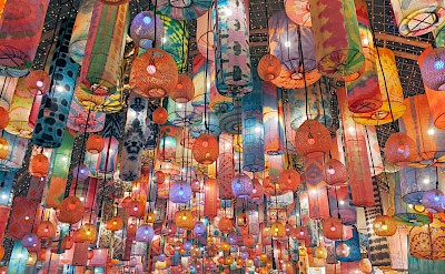 Colorful lanterns in Bangkok, Thailand bike tour. Unsplash@Note Thanun