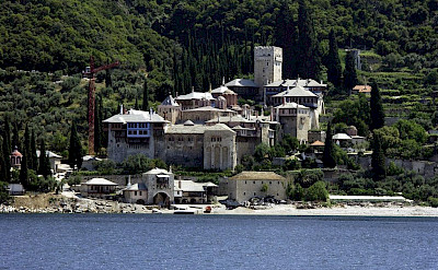 Stavronikita Monastery, one of about 20 monasteries on Mount Athos, Halkidiki, Macedonia, Greece. Wikimedia Commons:Rumun999