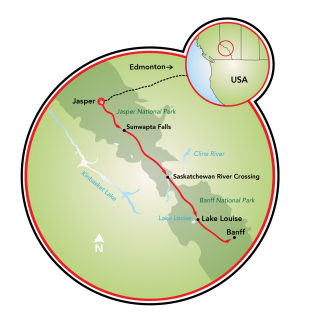 Jasper to Banff Map