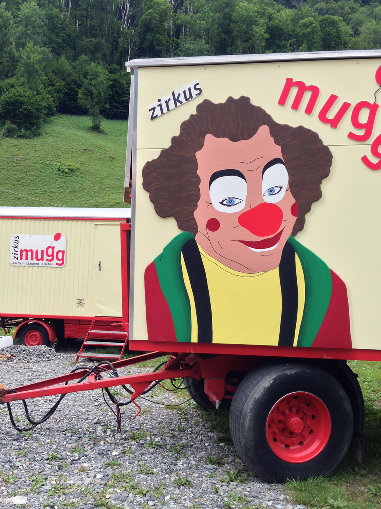 Clown art seen while on bike tour in Switzerland.