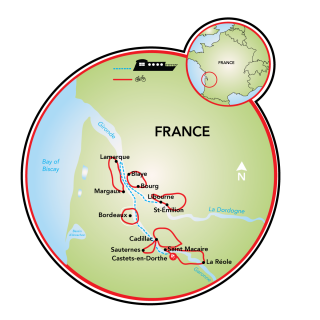 Bordeaux - Châteaux, Rivers & Wine Map