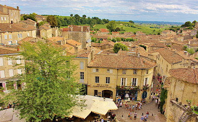 Overlooking Saint-Émilion in the heart of <i>Libournais,</i> is a medieval city surrounded by wine hills in southwestern France. Flickr:traveljunction 