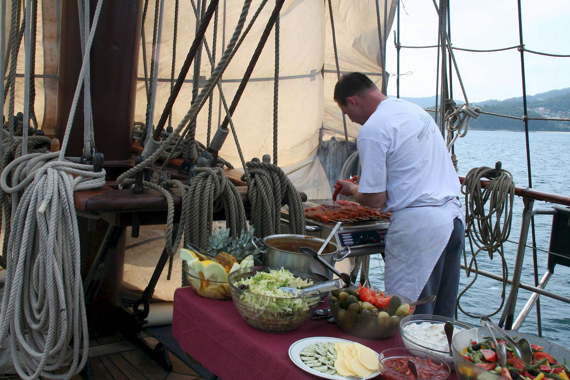 Chef grilling on the deck of the Flying Dutchman