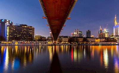 Bright city lights in Frankfurt on the Main River. Flickr:Carsten Frenzl