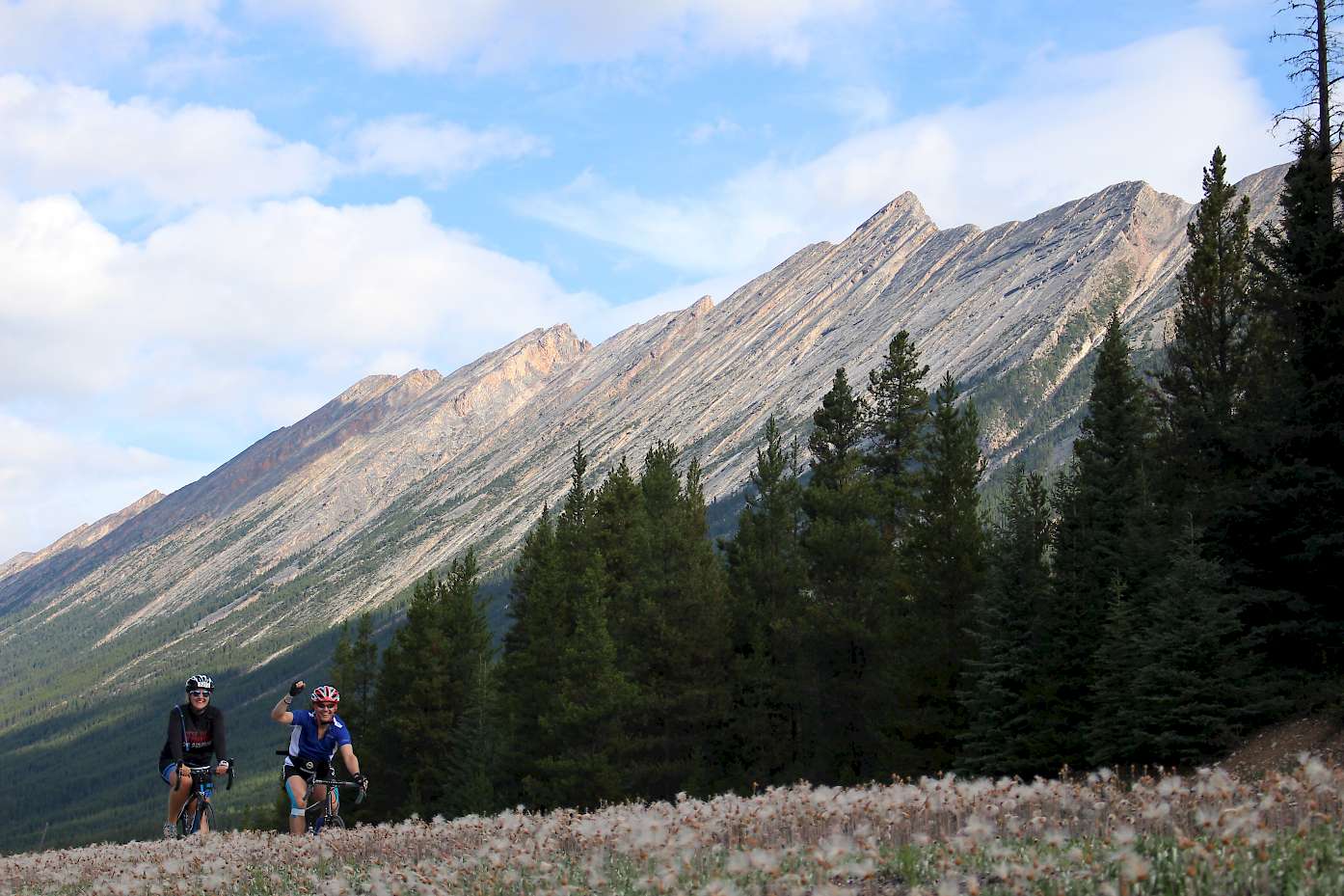 Anna and Dean biking Jasper to Banff.