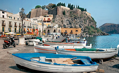 Harbor in Lipari, Aeolian Islands, Sicily, Italy.