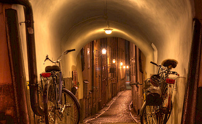 Bicycles resting in Old Town, Stockholm, Sweden. Flickr:Michael Caven