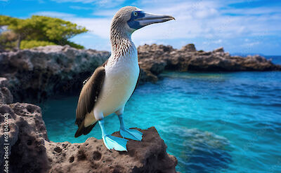 Blue Footed Booby in the Galapagos. Via ASP