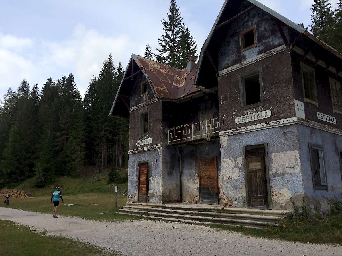 Old railroad house along bike path