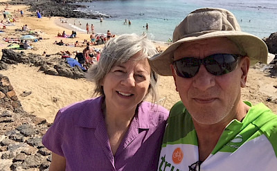 Mark and Mary relaxing on the Lanzarote Spain Canary Island Bike Tour.