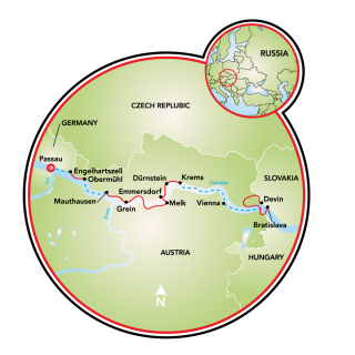 A través del Danubio - Passau, Bratislava, y Viena Map