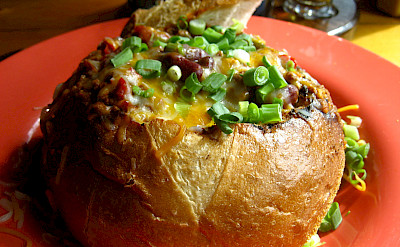 Sourdough bowl of chili to go with your bike-beer tour! Photo via Flickr:Jeremy Keith
