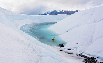 Packrafting on Matanuska Glacier, Alaska. Photo via Flickr:Paxson Woelber 61.65613819074021, -147.58098228150092