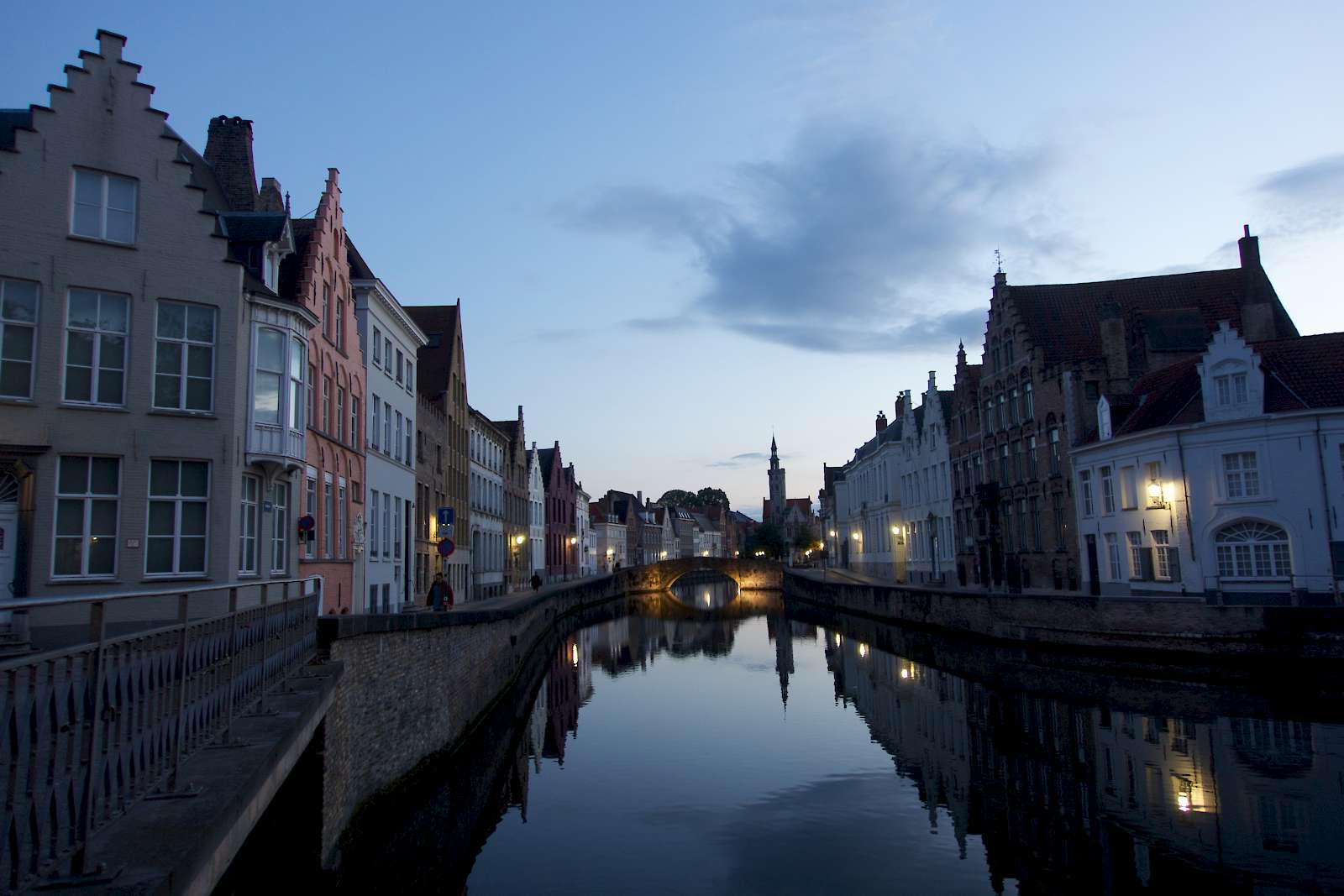 Bruges neighborhood in the evening