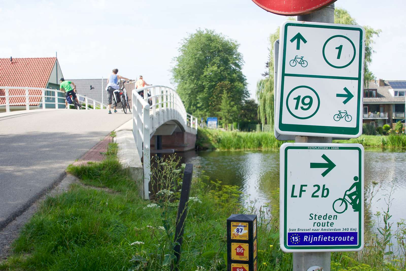 Wayfinding signs along the bike paths in Holland