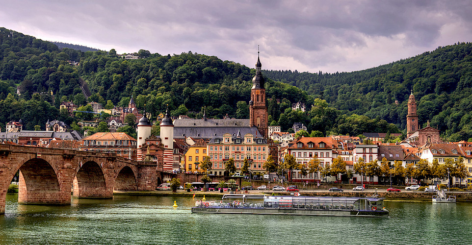 Heidelberg in the Rhine Rift Valley with the Neckar River, Germany. Photo via Flickr:alex hanoko