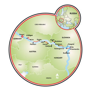 Along the Danube - Passau - Vienna - Budapest aboard the Primadonna Map