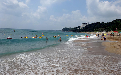 Surfing is popular at the beach in Jungmun, Jeju Island, South Korea. Photo via Flickr:Mandy