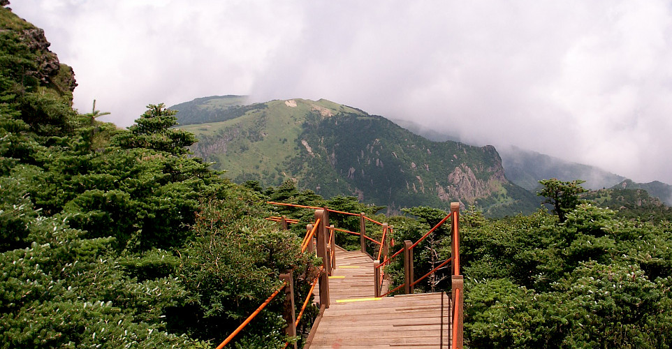 Hiking on Halla or Hallasan Mountain, Jeju Island, South Korea. Photo via Flickr:Sungsub Jang