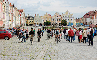 Riding bikes in Telc, Moravia, Czech Republic. Flickr:Rafael Robles