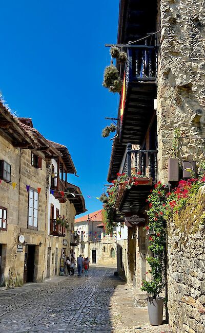 Flowers on buildings in Santillana del Mar, Spain. Unsplash:Rubina Ajdary