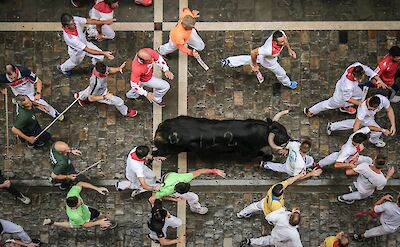Running of the bulls in Pamplona, Basque Country, Spain. Unsplash:San Fermin Pamplona - Navarra