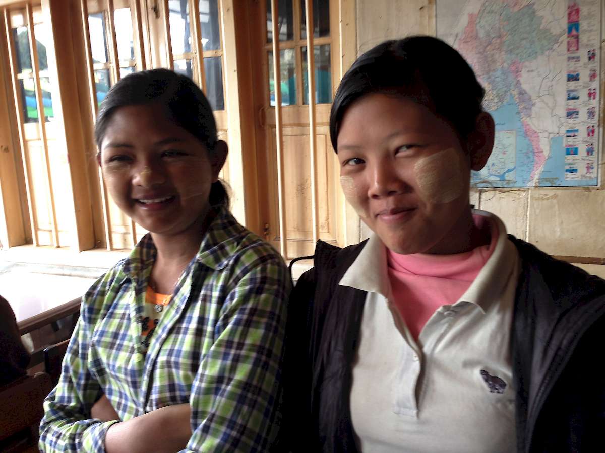 Smiling girls in Burma