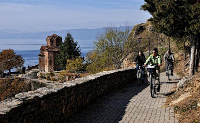Biking along Lake Ohrid. Photo compliment of Tour Operator